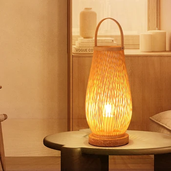 Деревянная настольная лампа ручной работы, винтажная настольная лампа в китайском стиле в стиле ретро, светильники для украшения комнаты, индивидуальность рядом с настольной лампой