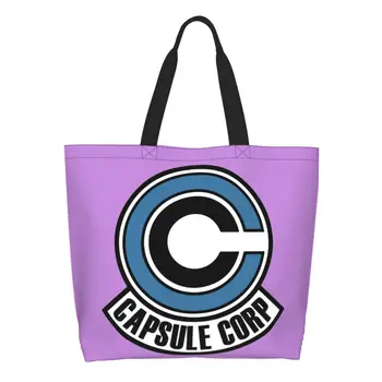 Многоразовая Capsule Corp. Сумка для покупок, женская холщовая сумка через плечо, портативные сумки для покупок с продуктами
