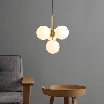 Скандинавская Люстра с белым Стеклянным шаром в стиле постмодерн с 4 лампами Столовая бар кухня спальня Креативный подвесной светильник lustre