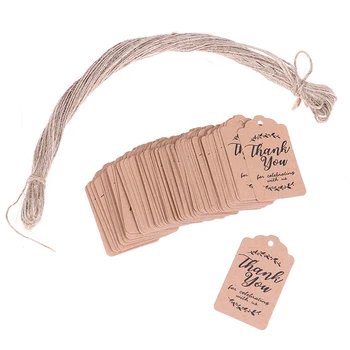 подарочные бирки из коричневого крафта 100шт., бумажные бирки с благодарностями для свадебных подарков в виде детского душа