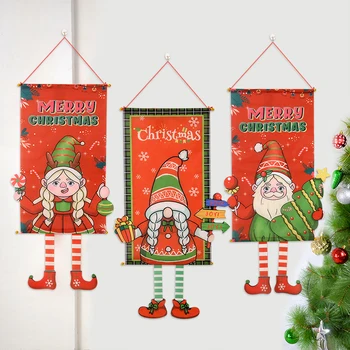1шт Рождественский подвесной флаг, баннер на крыльце, рождественские украшения для украшения дома, Рождественские подарки, Новогоднее украшение Navidad