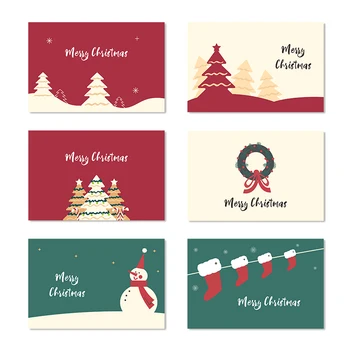 6 шт./компл. Бумажных поздравительных подарочных открыток с Рождеством, набор открыток с конвертом для рождественской новогодней вечеринки, принадлежности для декора.