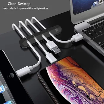 Силиконовый Кабельный Органайзер, Устройство для намотки USB-кабеля, Гибкие Зажимы для управления кабелем для мыши, наушников, автомобильного держателя кабеля для наушников