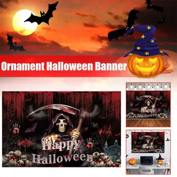Новейший фон для баннера на Хэллоуин, украшение для дома, баннер с принтом призрака, Подарки на Хэллоуин X0Z5