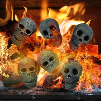 Кострища для Хэллоуина, черепа, портативная многоразовая имитация человеческого черепа, скелет, Огнеупорный камин, керамические украшения, декор для Хэллоуина
