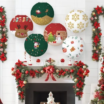 Рождественские бумажные фонарики, Рождественское украшение для дома, декор для Рождественской елки, декор для вечеринок на открытом воздухе, Navidad Natal Подарок на Новый год 2024