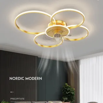 Потолочный вентилятор 2022 Новая гостиная Современный светильник для спальни Роскошный Невидимый Потолочный вентилятор Столовая лампа со встроенным вентилятором