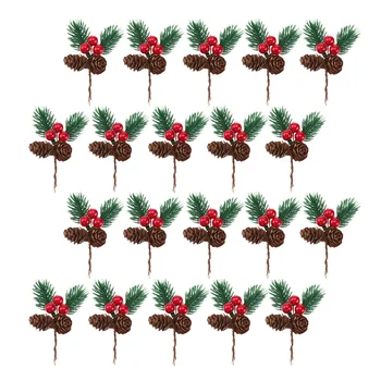 20шт Искусственные Палочки для сосновых шишек Стебли ягодных Иголок Сосновые Ветки Рождественские Поделки