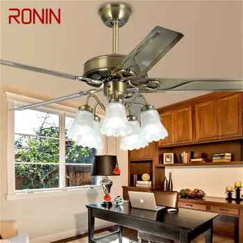 Классический потолочный вентилятор RONIN, большая 52-дюймовая лампа с дистанционным управлением, современный простой светодиодный светильник для домашней гостиной