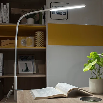 Зажим для настольной лампы с длинным рукавом, офисная светодиодная настольная лампа, USB-лампа с защитой для глаз, для спальни, светодиодная лампа с 5 уровнями яркости и цвета, 10 Вт