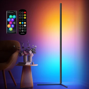Светодиодный торшер RGB Bluetooth Smart Floor Lamp с управлением через приложение и дистанционным управлением, синхронизацией музыки, 16 миллионами цветов и 300 режимами