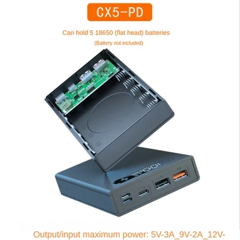 Сделай САМ 5X18650 Чехол для Power Bank Съемный портативный ящик для хранения заряда аккумулятора Корпус со светодиодной подсветкой Без аккумулятора