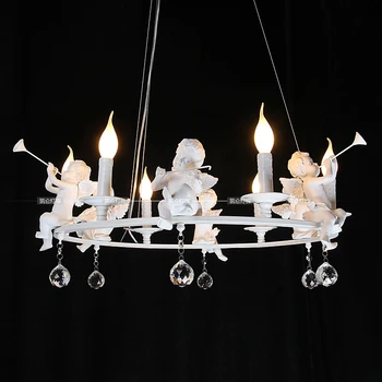 Современные люстры в виде ангела из смолы, светодиодные лампы для гостиной, столовой, хрустальная люстра E14, люстра со светодиодным освещением