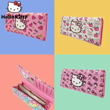 Sanrio Hello Kitty, Женский Длинный кошелек на молнии, Новый Кошелек, Y2k, Милая Мультяшная Модная Сумочка, Кошелек Для Девочек, Детская сумка