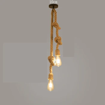 Старинные подвесные светильники из пеньковой веревки, Мансарда, индивидуальность, Промышленное внутреннее освещение E27 для Лофта / гостиной / бара, Ретро Подвесной светильник