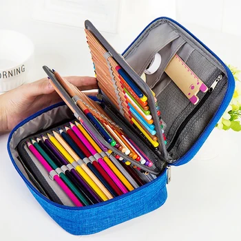 Хранилище художественных ручек Большой емкости, высококачественная кожаная сумка для ручек на 72 отверстия, Цветная кисть для рисования, 72-цветная ручка, занавеска для канцелярских принадлежностей