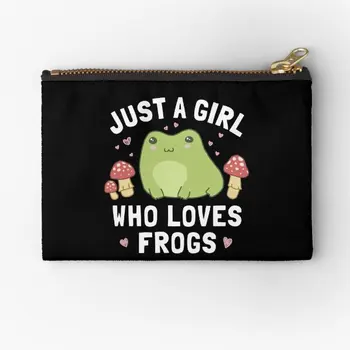 Просто девушка, которая любит лягушек Kawaii Anim, сумки на молнии, кошелек, мужские и женские носки, карманные деньги, Косметические трусики, сумка для нижнего белья, ключ