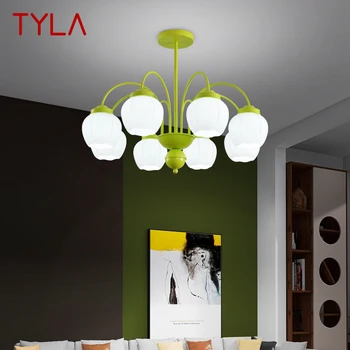 Современная люстра TYLA LED Креативный простой зеленый подвесной светильник свежего дизайна из стекла для дома, гостиной, спальни