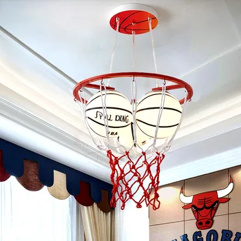 Креативная баскетбольная светодиодная люстра в стиле детских мультяшных подвесных светильников, Настенный светильник для спальни, Подвесное освещение для детского сада