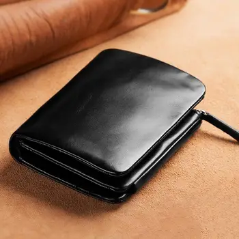 Новый мужской кошелек RFID Anti Theft, короткая молния, трехстворчатая визитница, сумка для денег, кошелек, кошелек из натуральной кожи, мужской кошелек