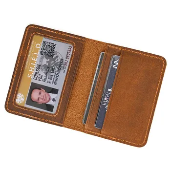 Мужская сумка-футляр для кредитных карт в стиле ретро Simplicity, короткий ультратонкий портативный чехол для удостоверения личности Crazy Horse из кожи ручной работы