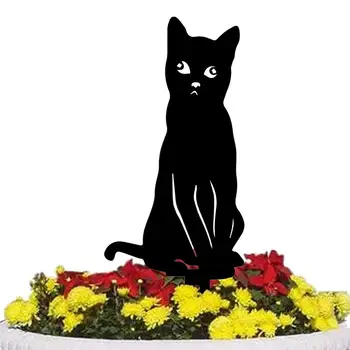 Украшение сада для кошек Акриловые водонепроницаемые Художественные статуи для кошачьего двора Для сада, колья для газона на заднем дворе, Украшения сада для черных кошек