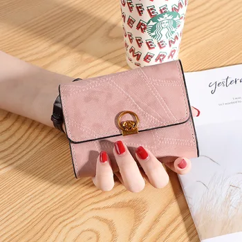 2023 новая корейская версия маленькой женской сумочки с короткими европейскими и американскими вставками в стиле ретро, простая сумка для карт с пряжкой, мягкий кошелек-портмоне