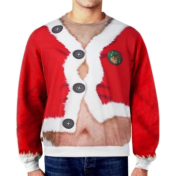 Осенне Зимний 3D рождественский мужской пуловер, уличные повседневные свитшоты с длинным рукавом, рубашки, уличная мода, футболка, топ