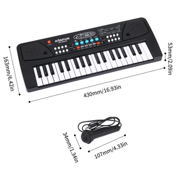 37-клавишный USB-электронный орган, детское электрическое пианино с микрофоном, Шнур питания, цифровой музыкальный Электронный орган, Музыкальный инструмент