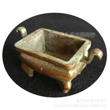 Бронзовая четырехногая маленькая квадратная курильница ручной работы Xiaoding из античной бронзы ручной работы ding small для благовоний