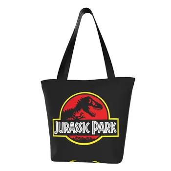 Женская сумка для покупок с логотипом Jurassic Park, изготовленная на заказ из холста 