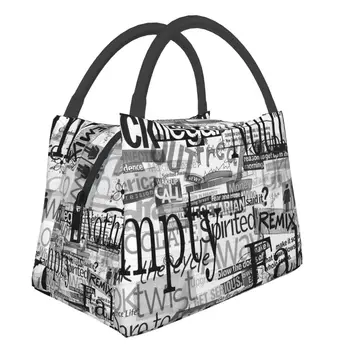 Сумка для ланча с газетным рисунком, портативный изолированный контейнер для еды, термосумки для пикника, сумка для ланча Bento Box для женщин