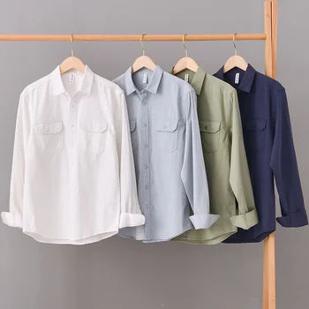 Мужские рубашки-карго, высококачественные Прочные повседневные рубашки из 100% хлопка, повседневные молодежные камуфляжи с карманами