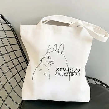 Studio Ghibli Женская сумка для покупок Мультяшная Эко многоразовая женская сумка-тоут, сумка для колледжа, ретро Большая женская сумка для покупок на плечо