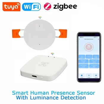 Smart Life Zigbee Детектор присутствия человека Tuya Wifi mmWave Радарный датчик Pir-контроля с определением яркости для Alexa, Google