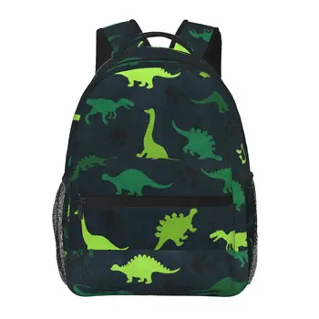 Многофункциональный рюкзак с разноцветными динозаврами, классический базовый водостойкий повседневный рюкзак для путешествий с боковыми карманами для бутылок