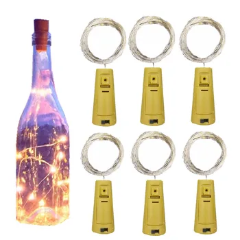 6шт 20led бутылки вина с пробкой бутылка светодиодные строка Фея свет пробки батарея для свадьбы Рождество Хэллоуин бар декор 