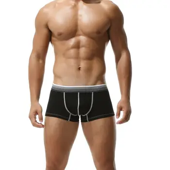 Сексуальное мужское нижнее белье, боксерские шорты с низкой талией, сексуальные модные хлопковые мужские спортивные шорты из тонкого плоского хлопка