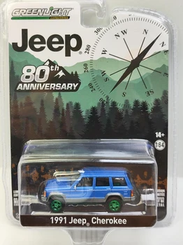 1: 64 1991 Jeep Cherokee 80th Anniversary High Simulation Литой автомобиль из металлического сплава, модель автомобиля, коллекция детских игрушек, подарки W938