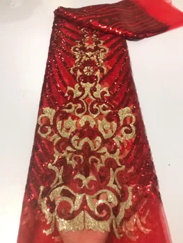 Африканская Французская кружевная ткань с 3D блестками 2023, красное золото, Высококачественная Тюлевая сетка, кружевное Свадебное платье для новобрачных, Нигерийское Свадебное платье, Кружевная женщина