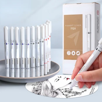 Ручка с двойным наконечником для рисования 12шт Красочных быстросохнущих маркеров для рисования на масляной основе Студенческие канцелярские принадлежности для творчества