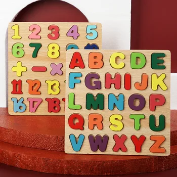 Детские пазлы с цифрами и буквами, строительные блоки, развивающие игрушки-головоломки для детей раннего возраста, познавательные доски для захвата рук, деревянные игрушки
